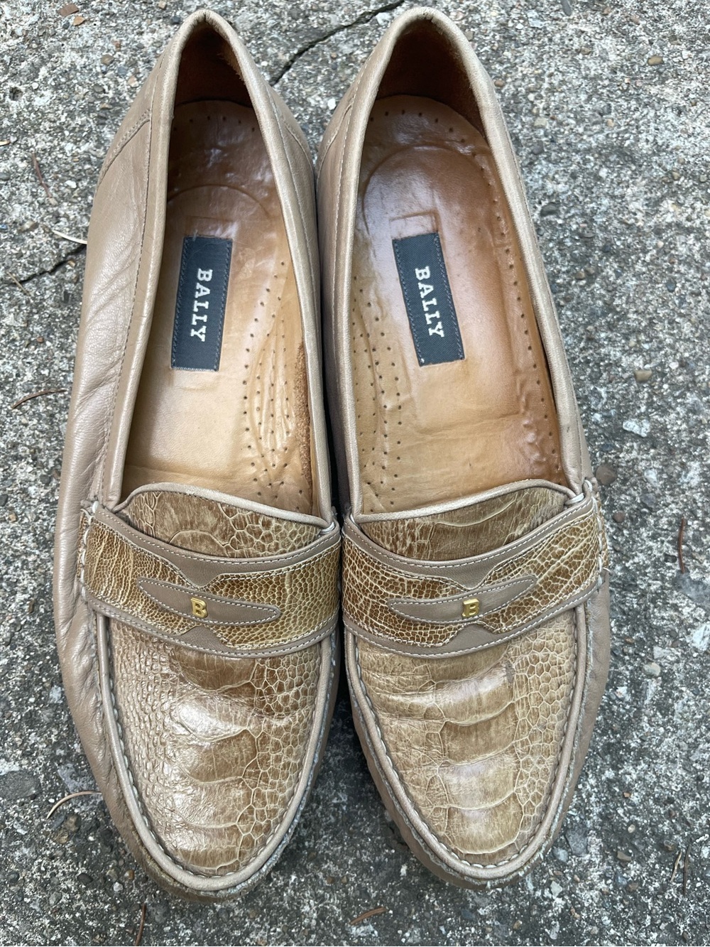 Bally Tan Ribon Crocodile Leather Loafers